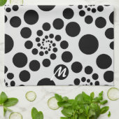 Linge De Cuisine Monogramme moderne noir et blanc à pointes (Plié)