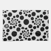 Linge De Cuisine Monogramme moderne noir et blanc à pointes (Horizontal)