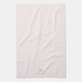 Linge De Cuisine Monogramme Moderne Rose Pâle Or Écriture (Vertical)