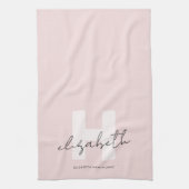 Linge De Cuisine Monogramme moderne Script Blush rose initial (Vertical)