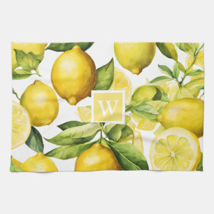 Linge De Cuisine Monogramme Motif Citrus citron