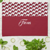 Linge De Cuisine Monogramme motif de base rouge et blanc (Plié)