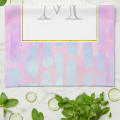 Linge De Cuisine Monogramme Motif de formes rectangulaires bleues (Plié)