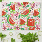 Linge De Cuisine Monogramme Motif de fruits peints à la main (Plié)