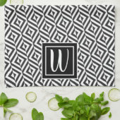 Linge De Cuisine Monogramme Motif Diamant noir et blanc (Plié)