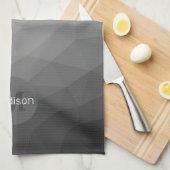 Linge De Cuisine Monogramme Motif géométrique Gris Gradient (Quart Plié)