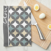 Linge De Cuisine Monogramme Motif géométrique gris moderne (Quart Plié)