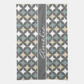 Linge De Cuisine Monogramme Motif géométrique gris moderne (Vertical)