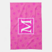 Linge De Cuisine Monogramme motif rose chaud cercles (Vertical)