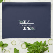 Linge De Cuisine Monogramme Navy Blue Greenery & Berries  (Plié)
