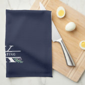 Linge De Cuisine Monogramme Navy Blue Greenery & Berries  (Quart Plié)