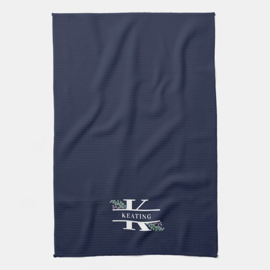 Linge De Cuisine Monogramme Navy Blue Greenery & Berries  (Vertical)