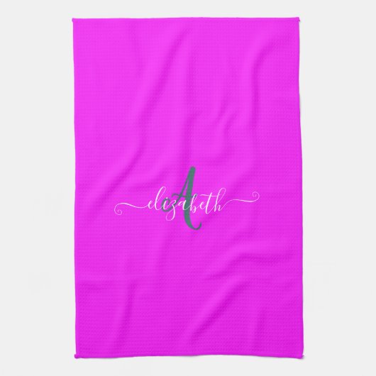 Linge De Cuisine Monogramme néon fluorescent rose (Vertical)