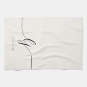 Linge De Cuisine Monogramme neutre simple élégant script initiales (Horizontal)