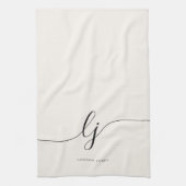 Linge De Cuisine Monogramme neutre simple élégant script initiales (Vertical)