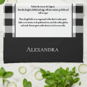 Linge De Cuisine Monogramme noir blanc buffle en vichy plaid (Plié)