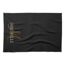 monogramme noir & blanc initiale nom personnalisé