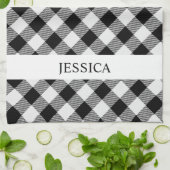 Linge De Cuisine monogramme noir et blanc (Plié)