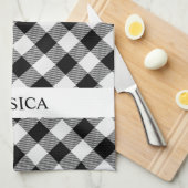 Linge De Cuisine monogramme noir et blanc (Quart Plié)