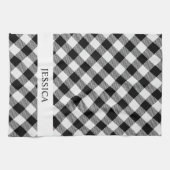 Linge De Cuisine monogramme noir et blanc (Horizontal)
