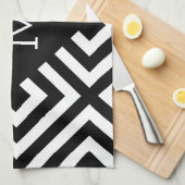 Linge De Cuisine Monogramme noir et blanc (Quart Plié)