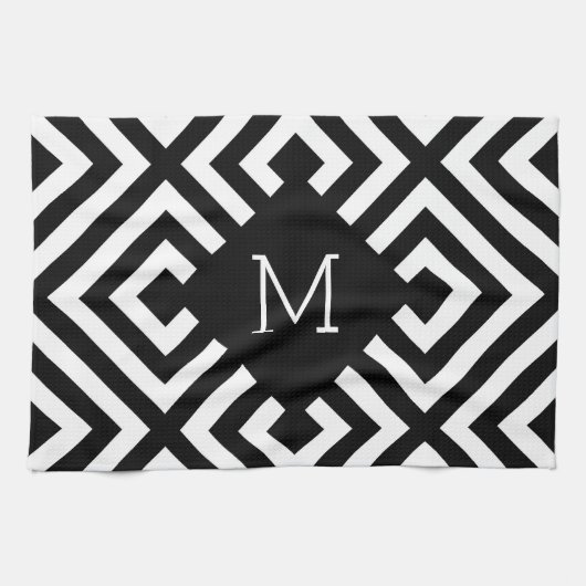 Linge De Cuisine Monogramme noir et blanc (Horizontal)