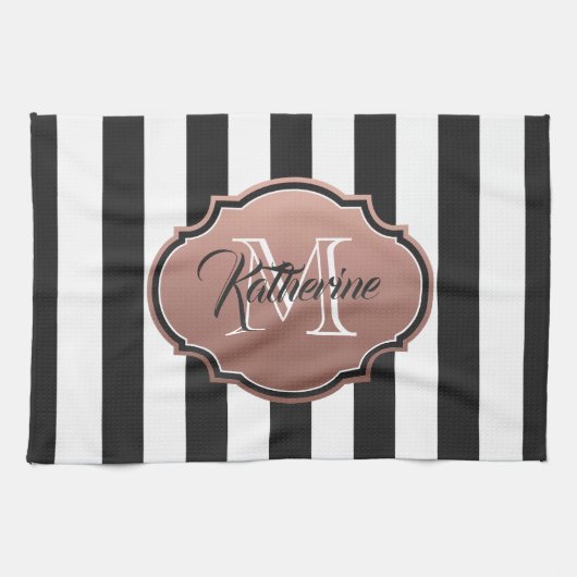 Linge De Cuisine Monogramme noir et blanc (Horizontal)