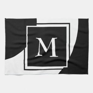 Linge De Cuisine Monogramme noir et blanc extraordinaire