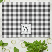 Linge De Cuisine Monogramme noir et blanc pour le contrôle du bison (Plié)