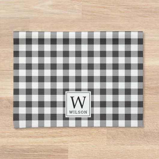 Linge De Cuisine Monogramme noir et blanc pour le contrôle du bison
