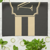 Linge De Cuisine Monogramme noir et or (Plié)