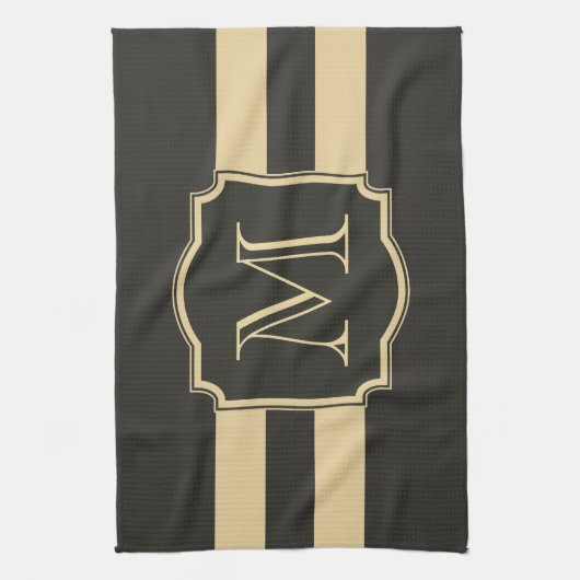 Linge De Cuisine Monogramme noir et or (Vertical)