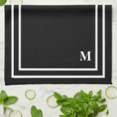 Linge De Cuisine Monogramme noir moderne (Plié)