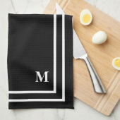 Linge De Cuisine Monogramme noir moderne (Quart Plié)