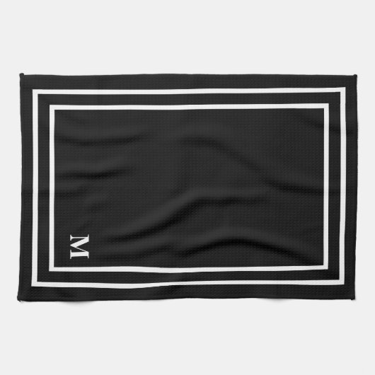 Linge De Cuisine Monogramme noir moderne (Horizontal)