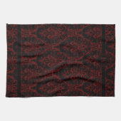 Linge De Cuisine Monogramme noir rouge Outline Damask Floral (Horizontal)