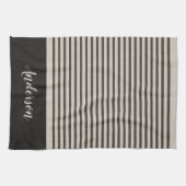 Linge De Cuisine Monogramme noir turc rayures | Ferme (Horizontal)