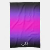 Linge De Cuisine Monogramme noir violet et néon rose ombre (Vertical)