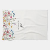 Linge De Cuisine Monogramme Nom de famille Fleur sauvage Boho Chic (Horizontal)