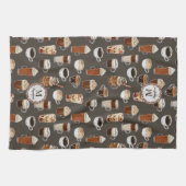 Linge De Cuisine Monogramme Nom Venti Amoureux du Café (Horizontal)