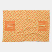 Linge De Cuisine Monogramme Orange Motif diamant à trois tons (Horizontal)
