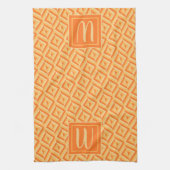 Linge De Cuisine Monogramme Orange Motif diamant à trois tons (Vertical)