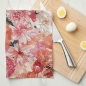 Linge De Cuisine Monogramme orange rose floral (Quart Plié)