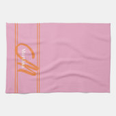 Linge De Cuisine Monogramme orange rose moderne initial (Horizontal)
