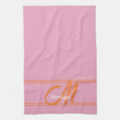 Linge De Cuisine Monogramme orange rose moderne initial (Vertical)