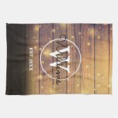 Linge De Cuisine Monogramme Panneaux en bois rustique Script (Horizontal)