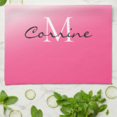 Linge De Cuisine Monogramme Parties scintillant à séchage rose chau (Plié)