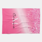 Linge De Cuisine Monogramme Parties scintillant à séchage rose chau (Horizontal)