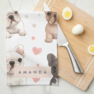 Linge De Cuisine Monogramme Personalized Adorable French Bulldog