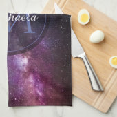 Linge De Cuisine Monogramme personnalisable à voie lactée (Quart Plié)